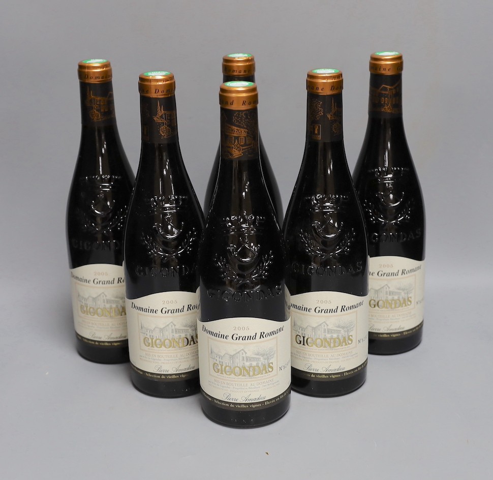 Six bottles Pierre Amadieu Domaine Grande Romane Prestige Gigondas OCC, 2005, 75cl